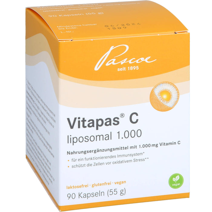 Vitapas C liposomal 1.000 Kapseln schützt die Zellen vor oxidativem Stress, 90 pcs. Capsules