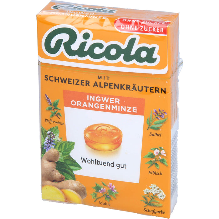 Ricola Ingwer Orangenminze Bonbons ohne Zucker, 50 g Bonbons
