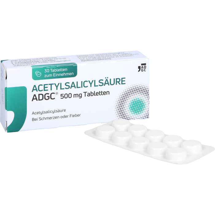 Acetylsalicylsäure ADGC 500 mg Tabletten bei Schmerzen oder Fieber, 30 St. Tabletten