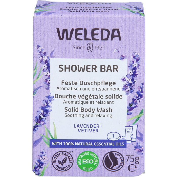 WELEDA Feste Duschpflege Lavender + Vetiver aromatisch und entspannend, 75 g bar of soap