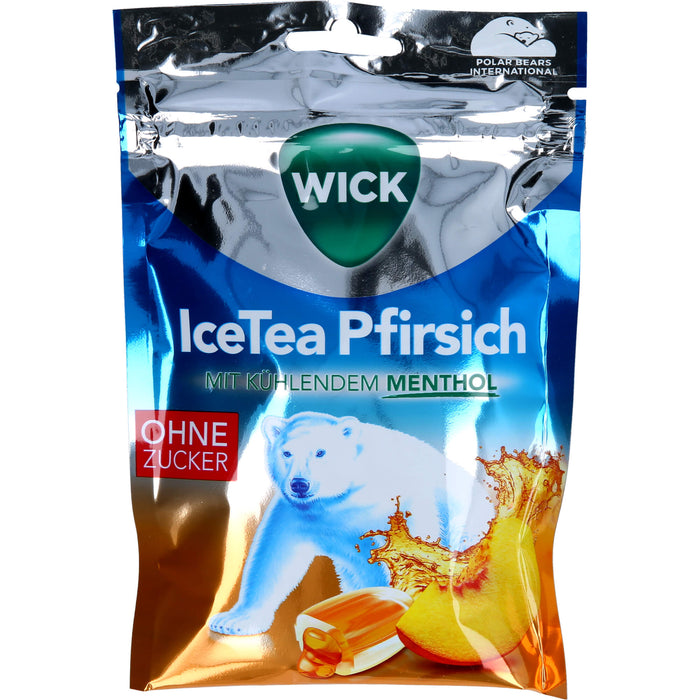 Wick IceTea Pfirsich ohne Zucker zuckerfreie Hustenbonbons mit Pfirsich-Eistee-Geschmack, 72 g Candies
