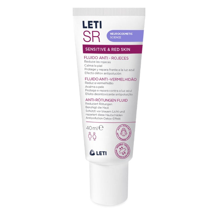 LETI SR anti-Rötungen Fluid reduziert Rötungen, beruhigt Haut, schützt vor blauem Licht und repariert diese Hautschäden, 40 ml Cream