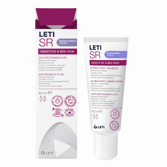 LETI SR anti-Rötungen Fluid reduziert Rötungen, beruhigt Haut, schützt vor blauem Licht und repariert diese Hautschäden, 40 ml Crème
