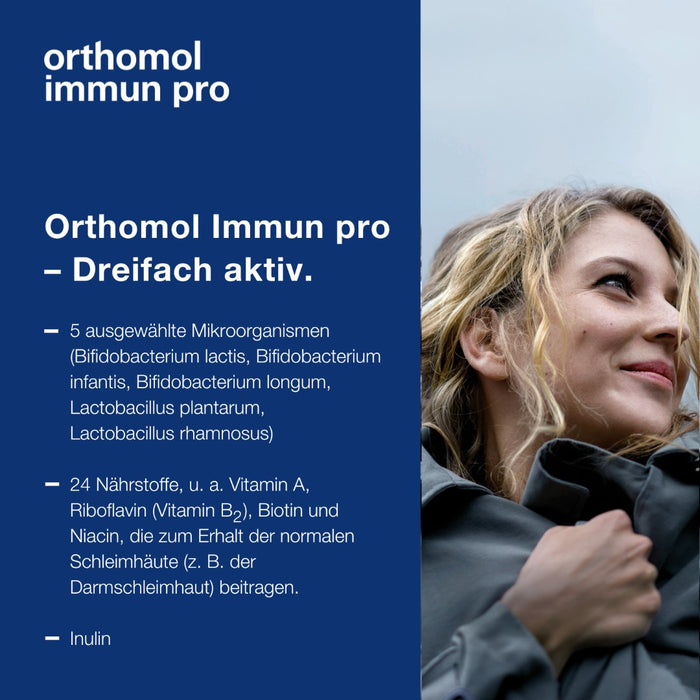 Orthomol Immun pro - Nahrungsergänzungsmittel mit Mikronährstoffen, Inulin und ausgewählten Mikroorganismen - Granulat/Kapsel, 15 pcs. Daily portions