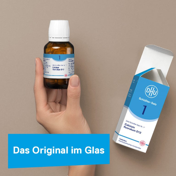 DHU Schüßler-Salz Nr. 1 Calcium fluoratum D6 – Das Mineralsalz des Bindegewebes, der Gelenke und Haut – das Original – umweltfreundlich im Arzneiglas, 80 pc Tablettes