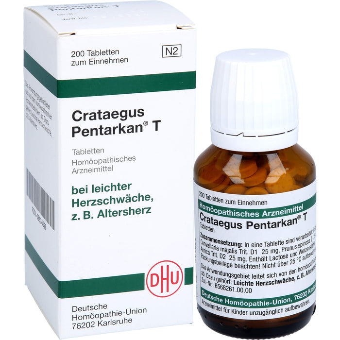 DHU Crataegus Pentarkan T Tabletten bei leichter Herzschwärze, 200 St. Tabletten