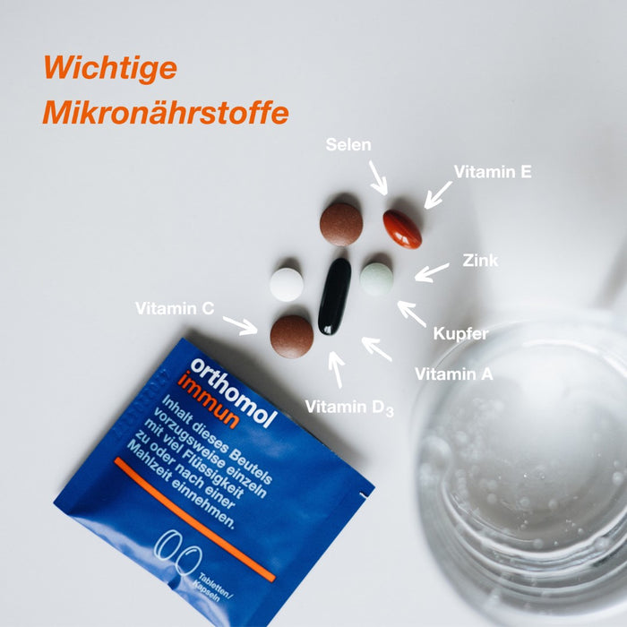 Orthomol Immun - Mikronährstoffe zur Unterstützung des Immunsystems - mit Vitamin C, Vitamin D und Zink - Tabletten/Kapseln, 30 St. Tagesportionen