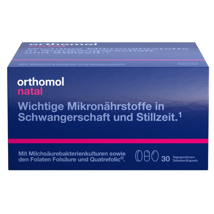 Orthomol Natal - Mikronährstoffe für Schwangerschaft und Stillzeit - mit Folsäure, weiteren Vitaminen und Zink - Tabletten/Kapseln, 30 pc Portions quotidiennes