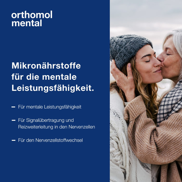 Orthomol Mental - für Gehirn, Konzentration und Gedächtnis - mit Pantothensäure und Omega-3-Fettsäuren - Granulat/Kapseln, 15 pc Portions quotidiennes