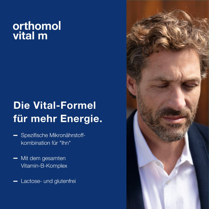 Orthomol Vital m für Männer - bei Müdigkeit - mit B-Vitaminen, Omega-3-Fettsäuren und Magnesium - Orangen-Geschmack - Trinkampullen/Kapseln, 7 St. Tagesportionen