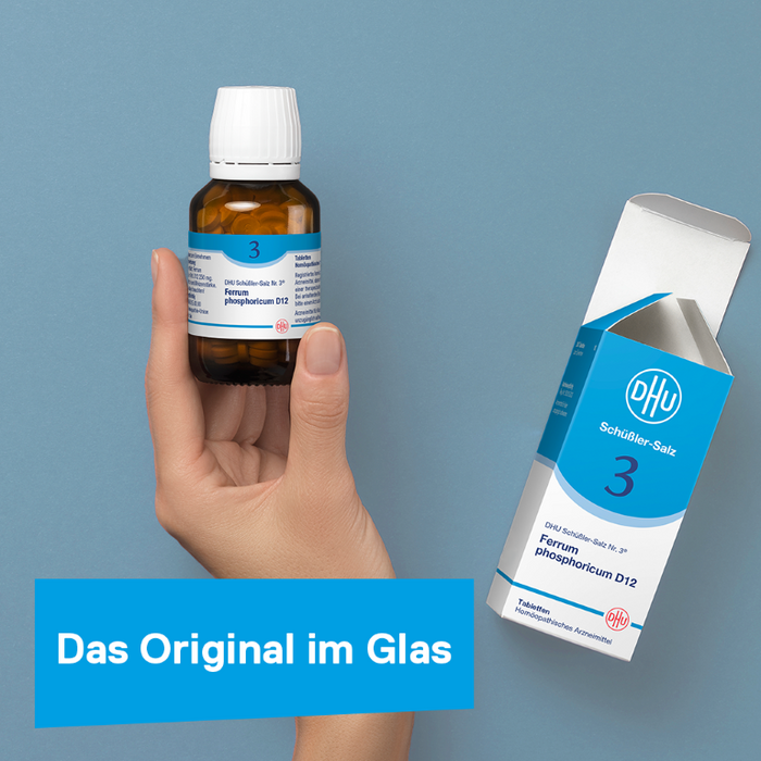 DHU Schüßler-Salz Nr. 3 Ferrum phosphoricum D12 – Das Mineralsalz des Immunsystems – das Original – umweltfreundlich im Arzneiglas, 200 pcs. Tablets