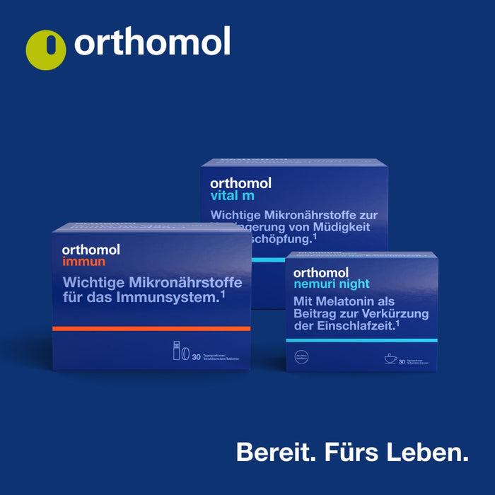 Orthomol Vital f für Frauen - bei Müdigkeit - mit B-Vitaminen, Omega-3-Fettsäuren und Magnesium - Orangen-Geschmack - Granulat/Tabletten/Kapseln, 15 St. Tagesportionen