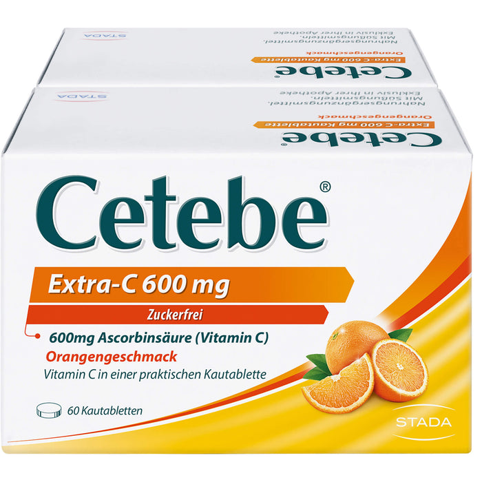 Cetebe Kautabletten Extra-C 600 mg unterstützt Ihre Immunabwehr mit Orangengeschmack, 120 pc Tablettes