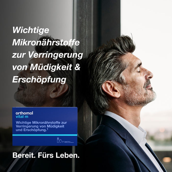 Orthomol Vital m für Männer - bei Müdigkeit - mit B-Vitaminen, Omega-3-Fettsäuren und Magnesium - Orangen-Geschmack - Trinkampullen/Kapseln, 7 St. Tagesportionen