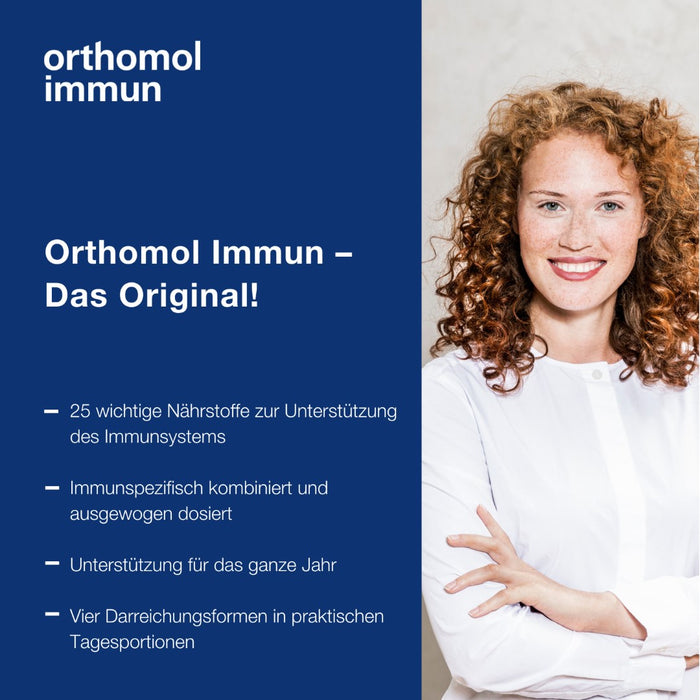 Orthomol Immun - Mikronährstoffe zur Unterstützung des Immunsystems - mit Vitamin C, Vitamin D und Zink - Orangen-Geschmack - Direktgranulat, 30 St. Tagesportionen