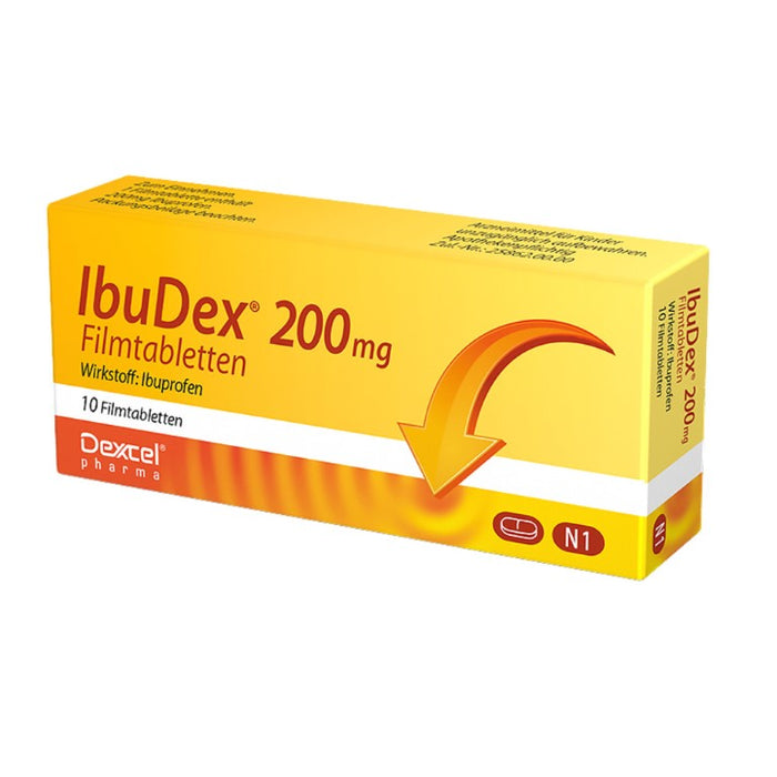 IbuDex 200 mg Filmtabletten bei Schmerzen und Fieber, 10 St. Tabletten