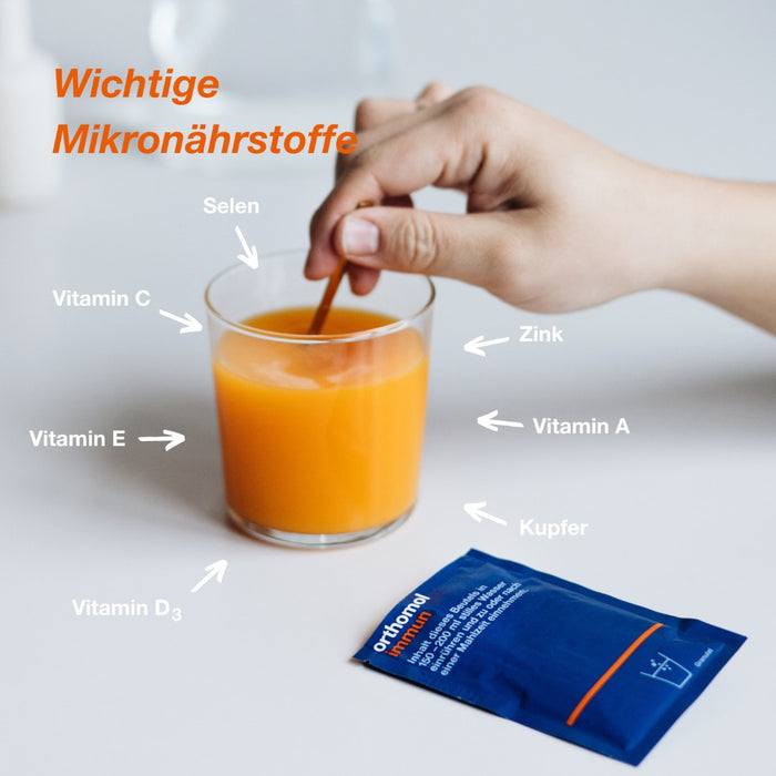 Orthomol Immun - Mikronährstoffe zur Unterstützung des Immunsystems - Nahrungsergänzung mit Vitamin C, Vitamin D und Zink - Granulat, 15 St. Tagesportionen