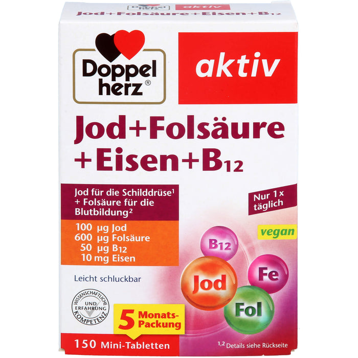 Doppelherz Jod+Folsäure+Eisen+B12, 150 St TAB