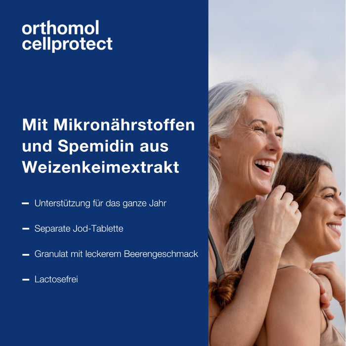 Orthomol Cellprotect - für das Wohlbefinden bis ins hohe Alter - mit Spermidin, Coenzym Q10 und Polyphenole - Granulat/Tabletten/Kapsel, 30 pc Portions quotidiennes