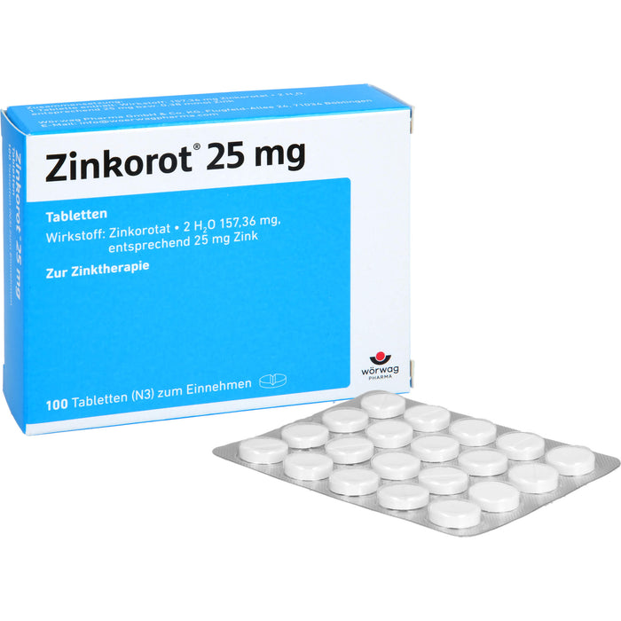 Zinkorot 25 mg Tabletten zur Zinktherapie, 100 pc Tablettes