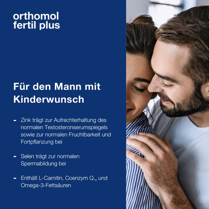 Orthomol Fertil plus - für Männer mit Kinderwunsch - mit Zink und Selen - Unterstützung der männlichen Fertilität - Tabletten/Kapsel, 90 St. Tagesportionen