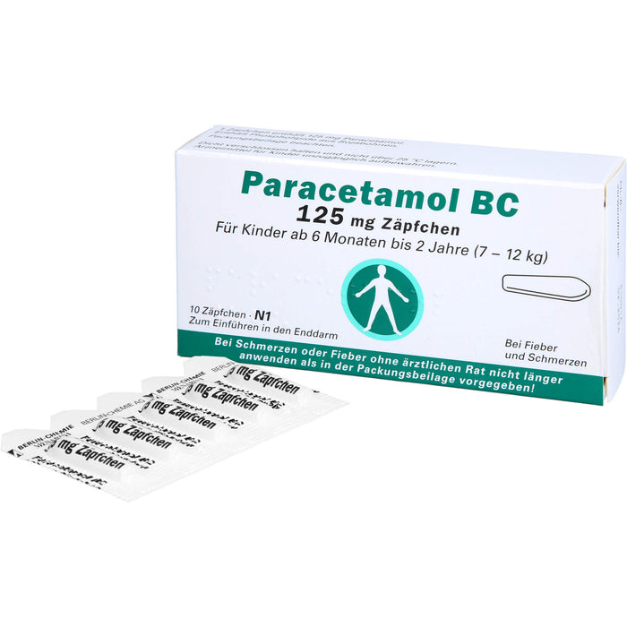 Paracetamol BC 125 mg Zäpfchen bei Fieber und Schmerzen, 10 pcs. Suppositories